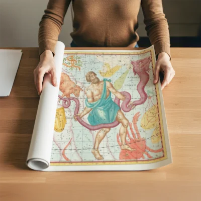 Ophiuchus constellation rolled art print