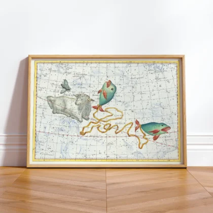 Pisces constellation framed wall print