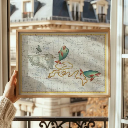 Pisces constellation framed window display