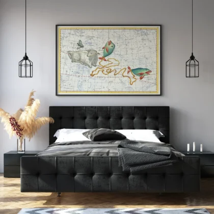 Pisces constellation bedroom wall art