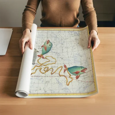 Pisces constellation rolled art print