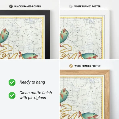 Pisces constellation framed poster options