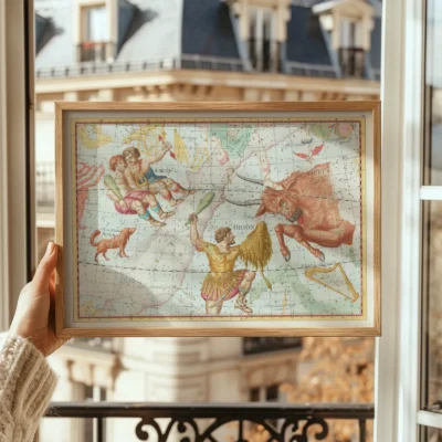 Taurus constellation framed window display