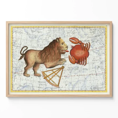 Leo constellation vintage wall art poster