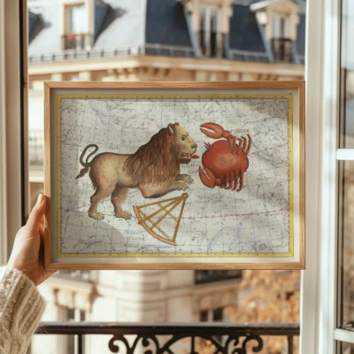 Leo constellation framed window display