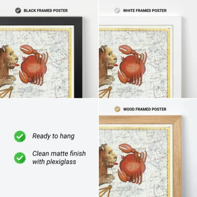 Leo constellation framed poster options