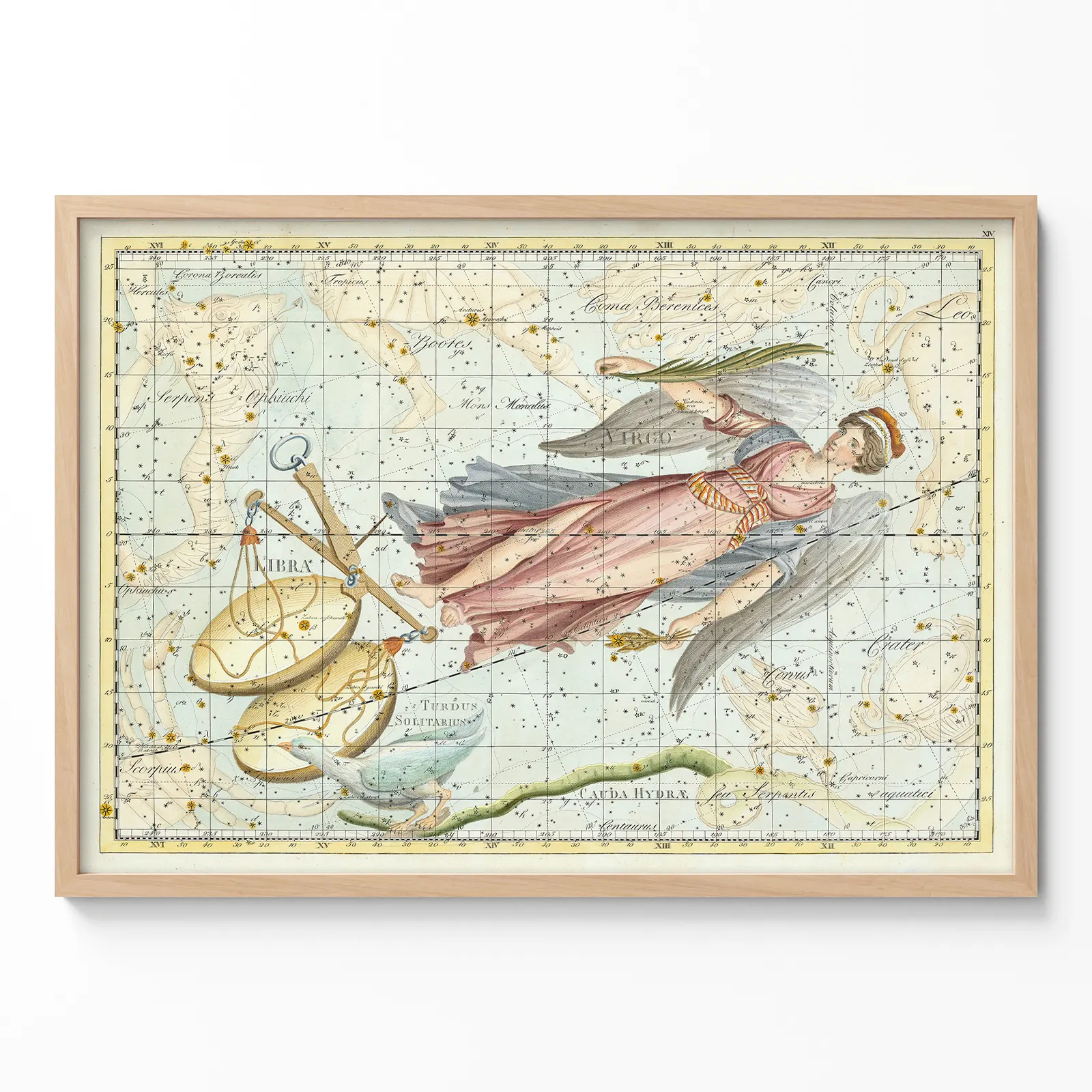 Virgo Constellation Poster – Antique Celestial Wall Art Virgo constellation vintage wall art poster
