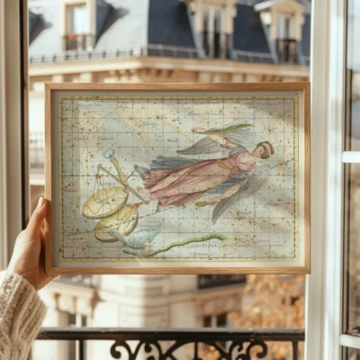 Virgo constellation framed window display