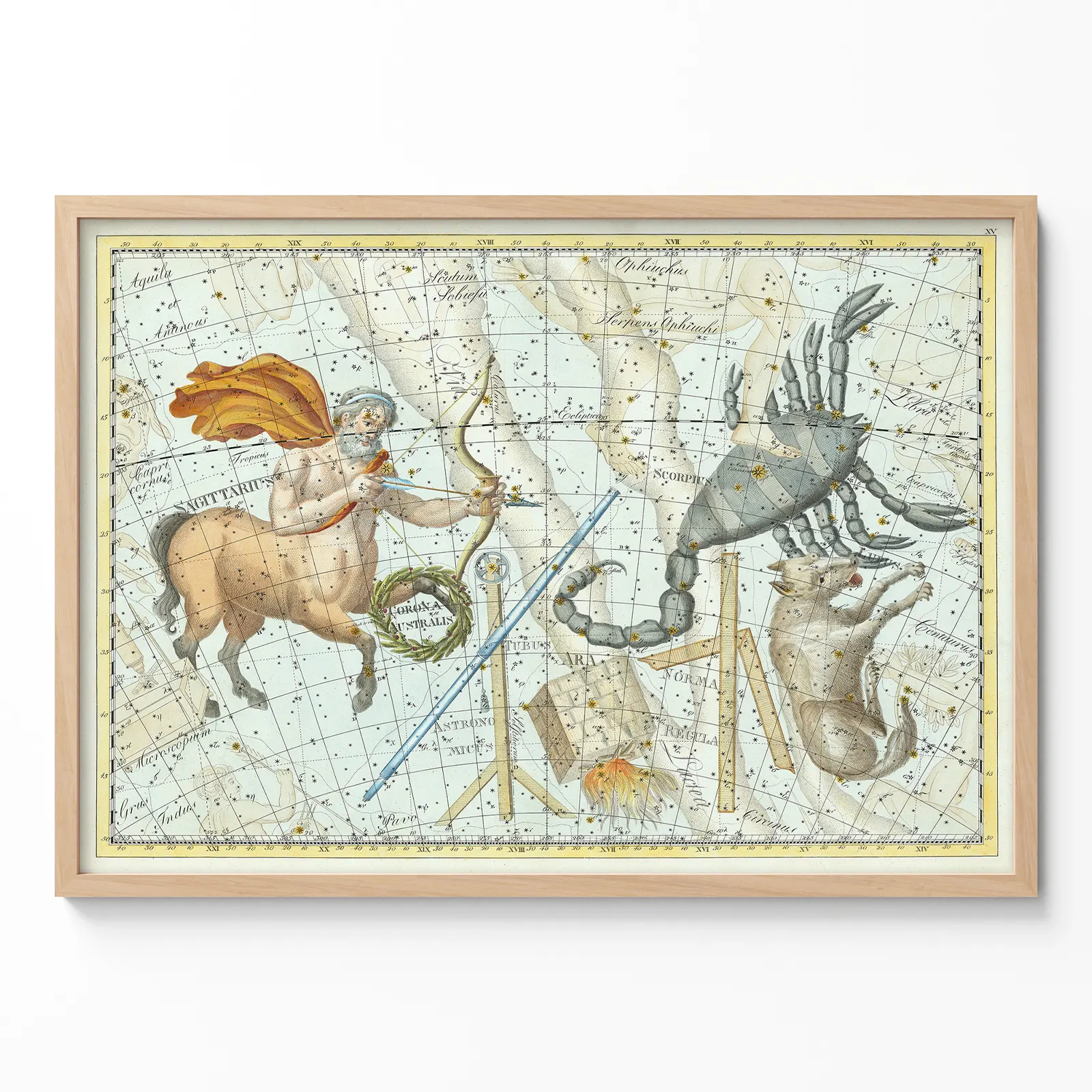 Sagittarius Constellation Poster – Antique Celestial Wall Art Sagittarius constellation vintage wall art poster
