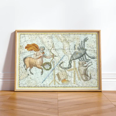 Sagittarius constellation framed wall print