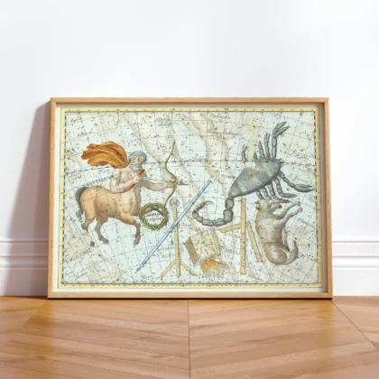 Sagittarius constellation framed wall print