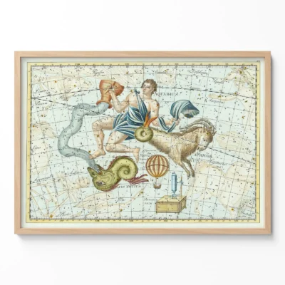 Aquarius constellation vintage wall art poster