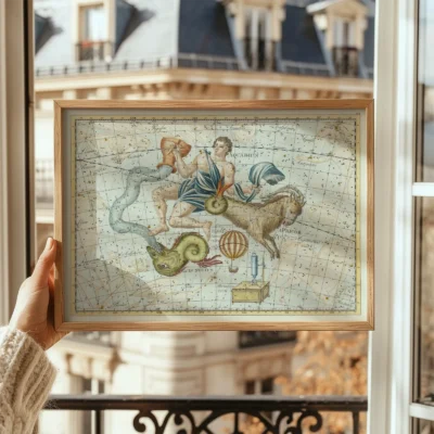 Aquarius constellation framed window display