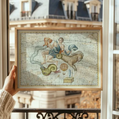 Aquarius constellation framed window display