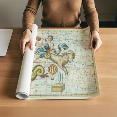 Aquarius constellation rolled art print