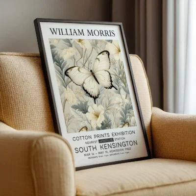 William Morris poster framed chair display