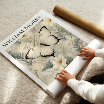 William Morris poster rolled butterfly print
