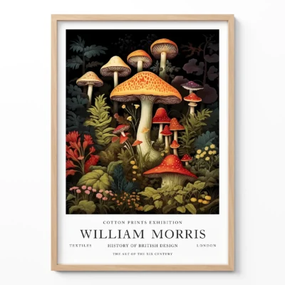 Vintage mushroom print William Morris poster