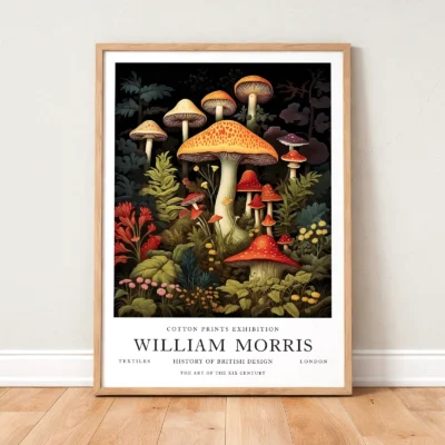 Vintage mushroom print framed wall art