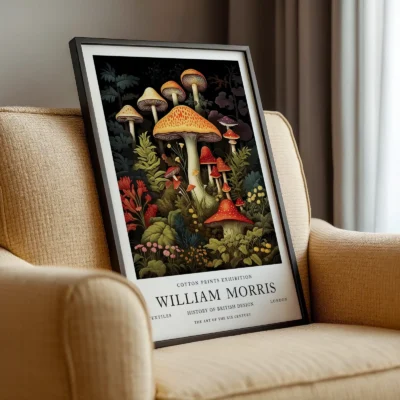 Vintage mushroom print framed chair display