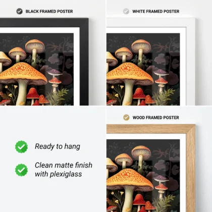 Mushroom poster frame options