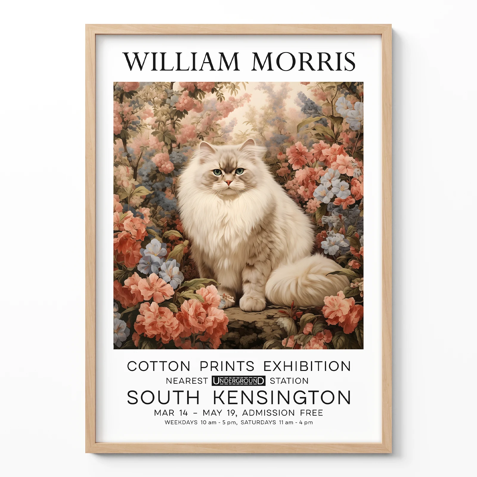 Vintage cat print William Morris poster
