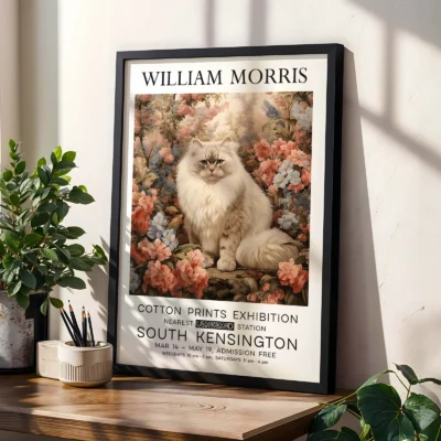 Vintage cat print living room decor