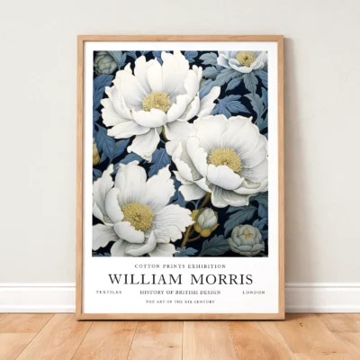 Vintage flower print framed wall art