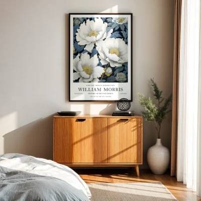 Vintage flower print bedroom wall art