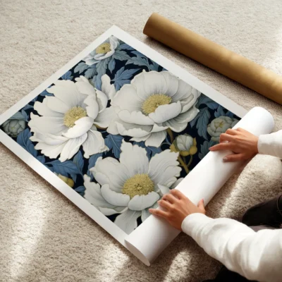 Vintage flower print rolled art poster