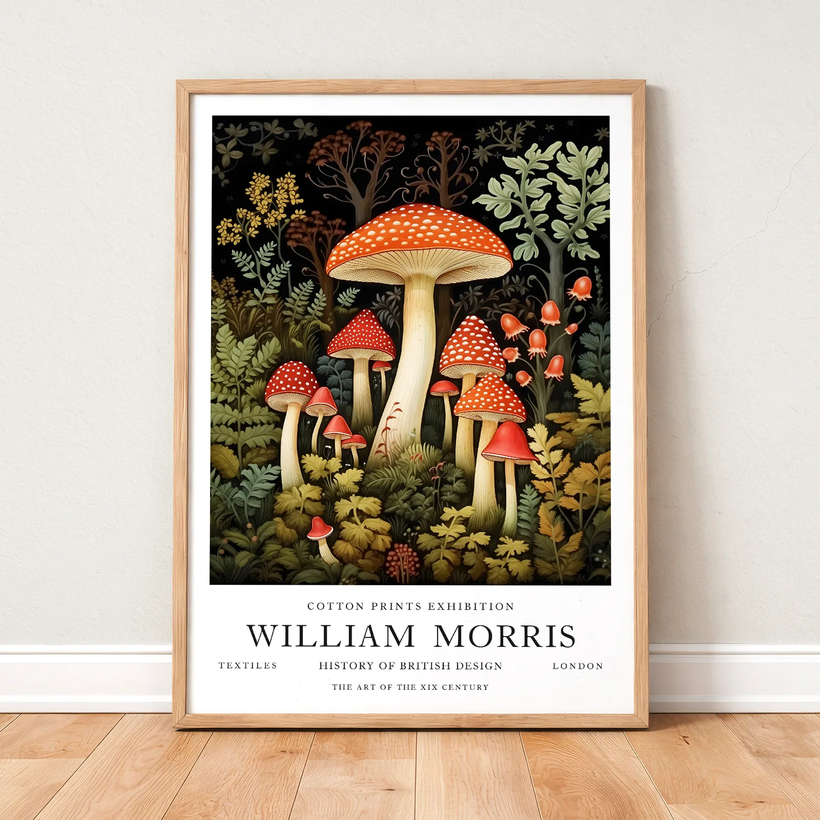 William Morris Poster – Red Mushroom Print