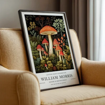 Mushroom print framed chair display