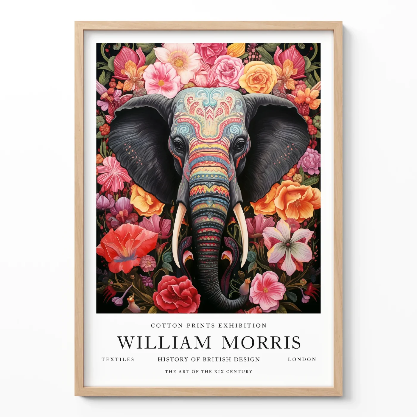 Vintage elephant print William Morris poster