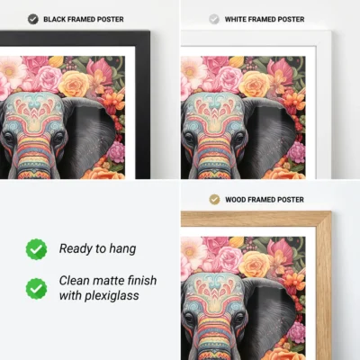 Vintage elephant print frame options