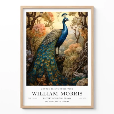 Vintage peacock print William Morris poster