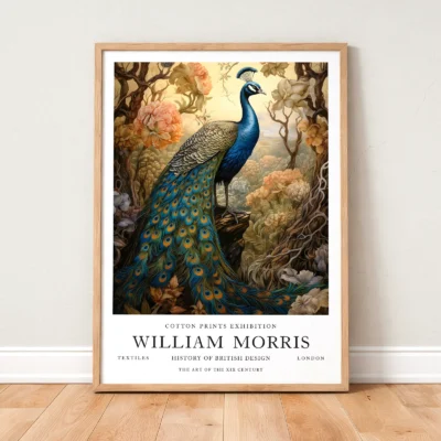 Vintage peacock print framed wall art