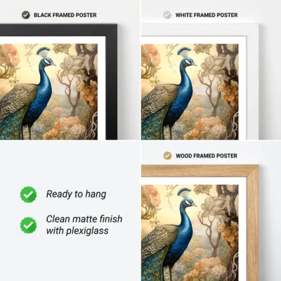 Vintage peacock print frame options