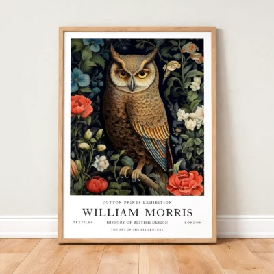Vintage owl print framed wall art