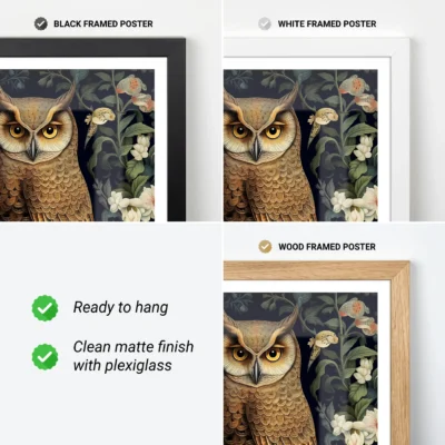 Vintage owl print frame options