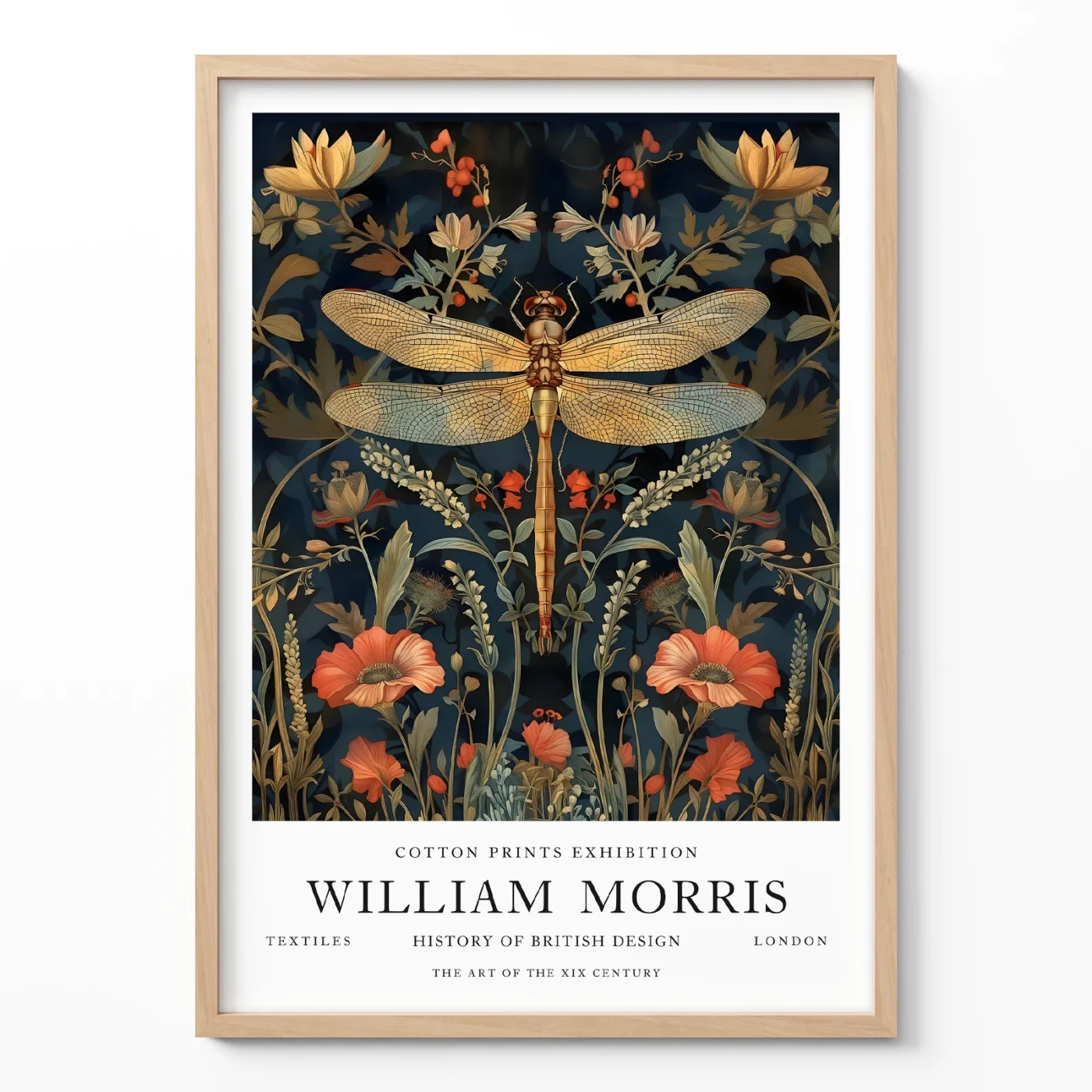 Dragonfly poster William Morris wall art