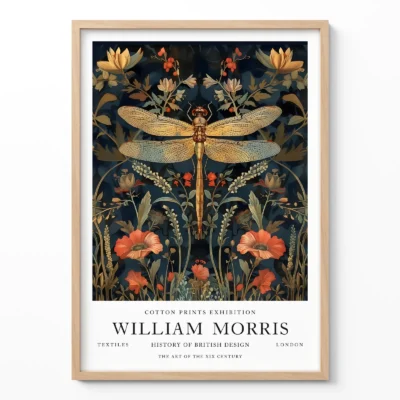 Dragonfly poster William Morris wall art