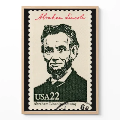 Abraham Lincoln poster vintage USA stamp portrait