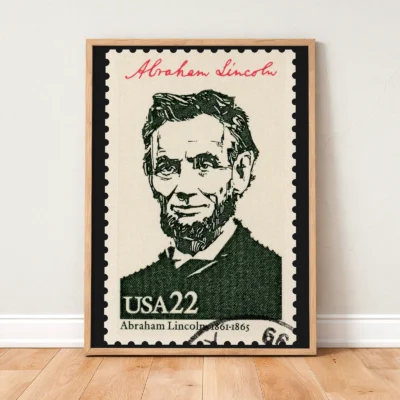 Abraham Lincoln poster vintage stamp framed wall art