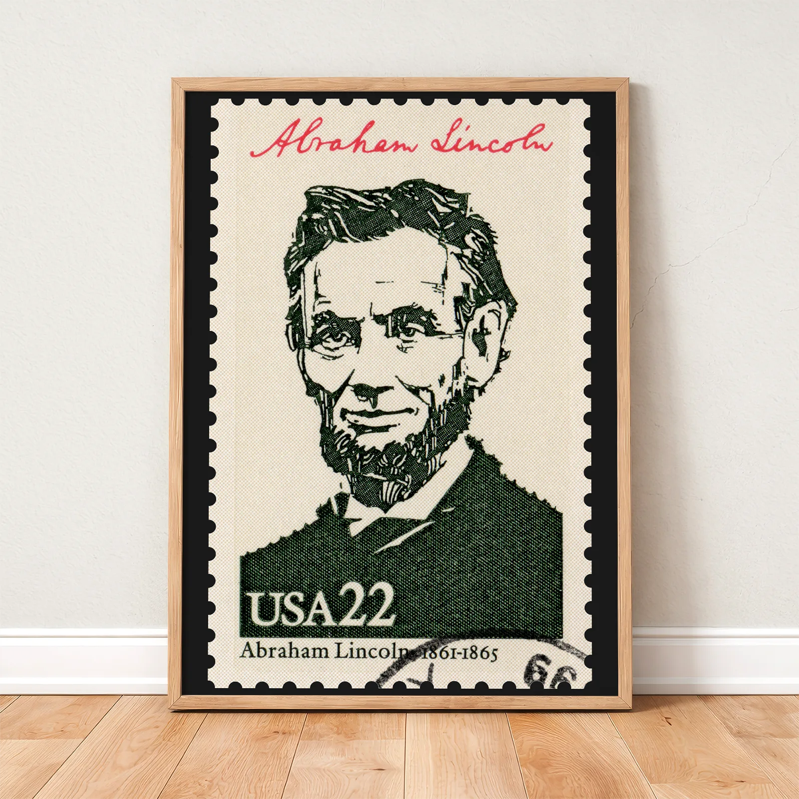 Abraham Lincoln Poster – Vintage USA Stamp Print