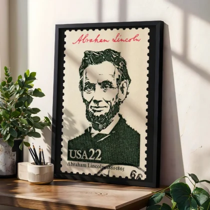 Abraham Lincoln Wall Art – Vintage USA Postal Stamp