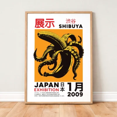 Japanese Octopus Banana Print – Orange