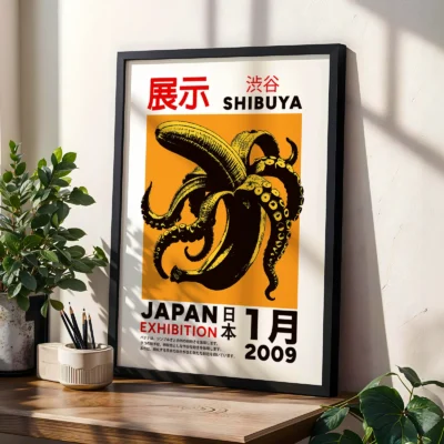 Japanese Octopus Banana Print – Orange