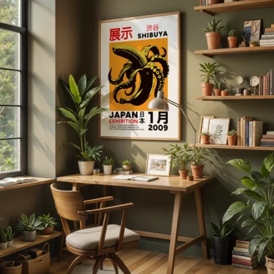 Japanese Octopus Banana Print – Orange