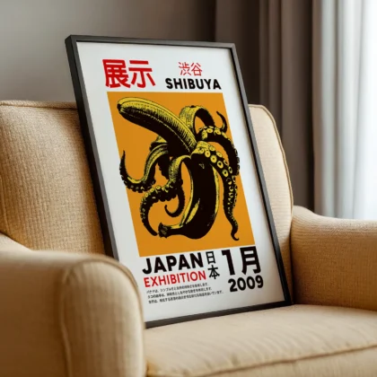 Japanese Octopus Banana Print – Orange