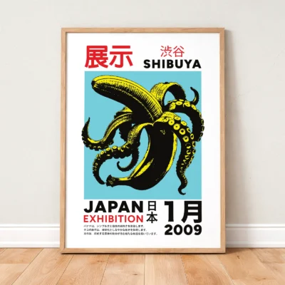 Japanese Octopus Banana Print – Blue